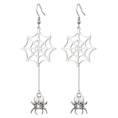 304 серьги-подвески из нержавеющей стали, паук
