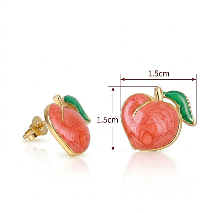 304 aretes de esmalte de acero inoxidable, melocotón, dorado