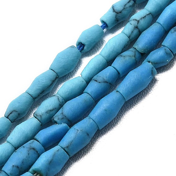 Окрашенные синтетические бирюзовые бусы нити, баррель