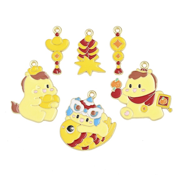 Подвески из эмалевого сплава на Новый год, золотые