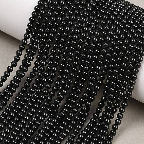 Spinelle naturel noir brins de perles rondes