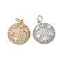 Латунные микропаве прозрачные подвески с фианитом, плоско-круглые, без кадмия и без свинца, долговечный, стойки покрытие, с целью перехода в кольце
