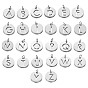 26Stk. 304 Edelstahl Charms, mit Sprungring, flach rund mit Brief, Edelstahl Farbe