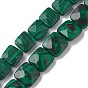 Perles synthétiques malachite brins, carré à facettes