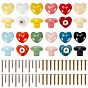 24 piezas 12 colores tiradores de cajones de porcelana con forma de corazón, con 24piezas de tornillos de latón y 24piezas de 2estilos 304 tornillos de acero inoxidable