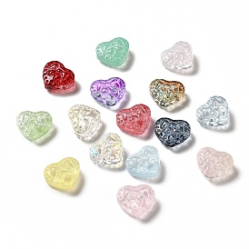 Spray Painted Transparent Glass Beads, Heart