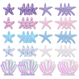 100 шт. 10 стили полиэстер и искусственная кожа пайетки аппликация в форме морских звезд и ракушек для одежды платья сумки аксессуары для одежды, пришить заплатки
