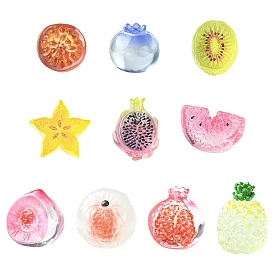 40 piezas 10 estilos de esculturas de frutas de resina para exhibición y decoración, accesorios de casa de muñecas micro paisaje, simulando decoraciones de utilería, formas mixtas