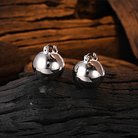 Minimalist French Style Silver Earrings with Round Ball Design - S925 Pure Silver