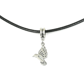 201 Stainless Steel Pigeon Pendant Necklaces, with Imitation Leather Cord