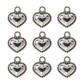 Breloque en alliage de style tibétain, cœur, sans cadmium et sans plomb, 13x11.5x5mm, trou: 2 mm, environ 684 pcs / 1000 g