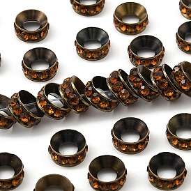 Латунные бусины разделители для поставки стразов, класс А, рондель, античная бронза