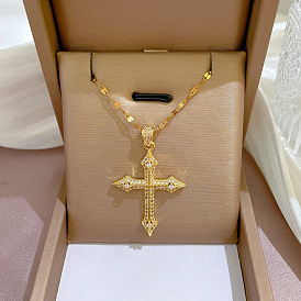 Delicate Cross Pendant Necklace - Fashionable and Trendy Collarbone Chain for Women.