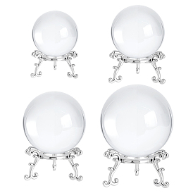 4шт. круглые стеклянные хрустальные шары, с 2шт. подставками из сплава