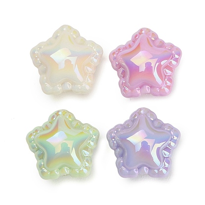Plating Opaque Acrylic Beads, Star