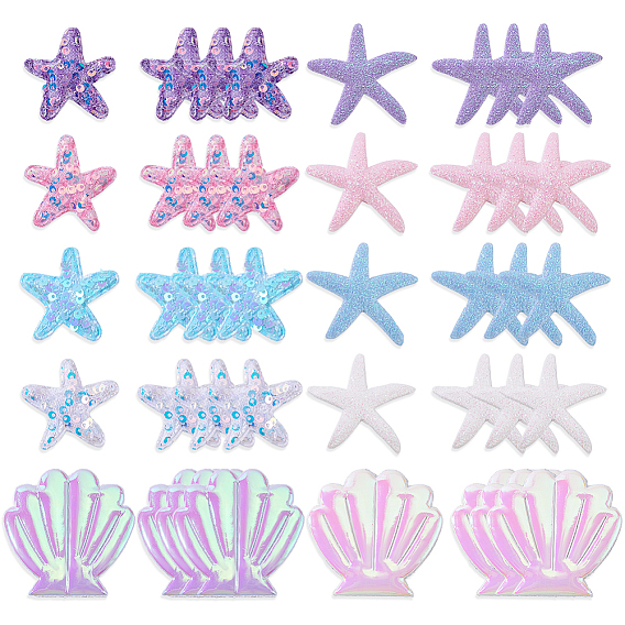 100 шт. 10 стили полиэстер и искусственная кожа пайетки аппликация в форме морских звезд и ракушек для одежды платья сумки аксессуары для одежды, пришить заплатки