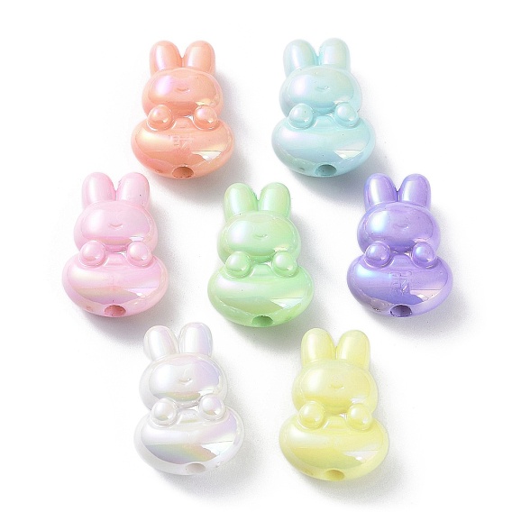 УФ-покрытие радужными переливающимися акриловыми бусинами, кролик