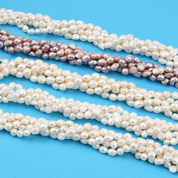 Нити из натурального культивированного пресноводного жемчуга, двух сторон полированной