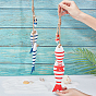SUPERFINDINGS 2 Sets 2 Colors Printed Wooden Big Pendants, Wood Home Welcome Hanging Decorations with Hemp Rope, Fish