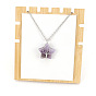 Natural Mixed Gemstone Star Pendant Necklace, with Platinum Alloy Chains