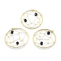 Brass Pendants, with Cubic Zirconia, Wire Wrapped Pendants, Cadmium Free & Nickel Free & Lead Free, Web, Long-Lasting Plated, Golden