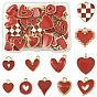 44Pcs 11 Styles Alloy Enamel Pendants, Heart, for Valentine's Day, Light Gold