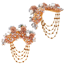 Аксессуары для цветочных полиэстеровых украшений, с пластиковыми шариками и горным хрусталем, швейные украшения