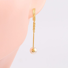 925 Silver Pearl Earrings - Sweet and Elegant Long Pearl Ear Studs
