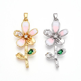 Латунные микро проложить кубического циркония подвески, без кадмия и без свинца, с эмалью, 