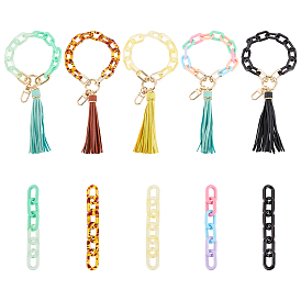Olycraft DIY Cable Chain Keychain Making Kit, Including PVC Tassel Pendant Keychain, Acrylic Linking Rings