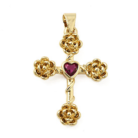 Кулон из циркония, без кадмия, без никеля и без свинца, крест с цветком