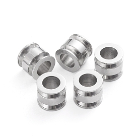 201 Stainless Steel Beads, Grooved Beads, Column