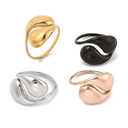 Открыть 304 перстни из нержавеющей стали для женщин, слеза, ионное покрытие (ip)