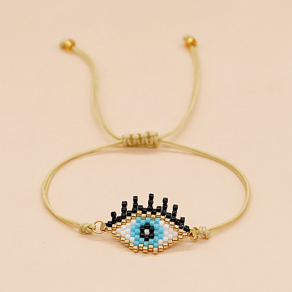 Glass Seed Evil Eye Braided Bead Bracelet for Women
