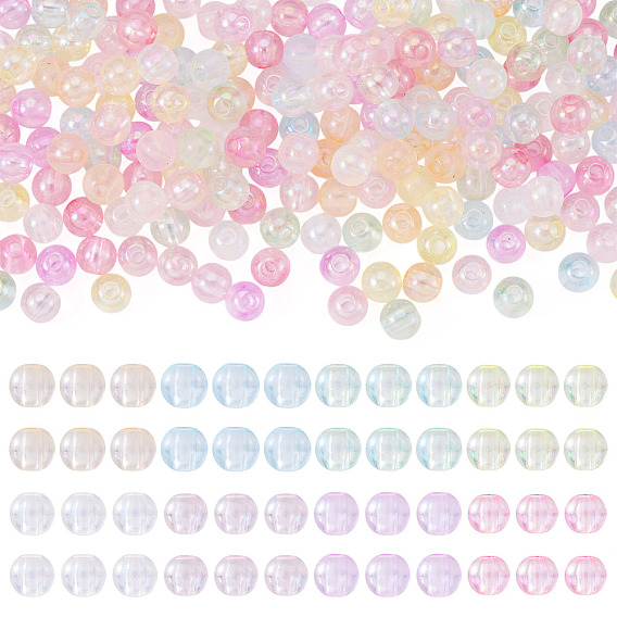 200 шт прозрачные акриловые бусины, круглые, с покрытием AB цвета