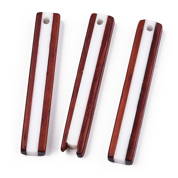 Кулоны из непрозрачной смолы и дерева, прямоугольный шарм