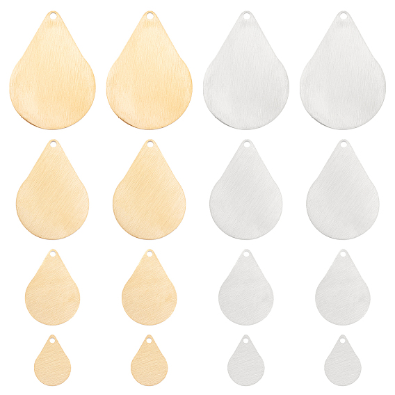 16 шт 8 стиль 304 подвески из нержавеющей стали, двухсторонний подъемный стол, штамповка пустой метки, слеза, матовая отделка