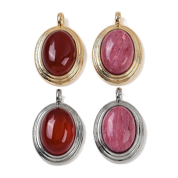 Природных драгоценных камней подвески, латунные овальные подвески