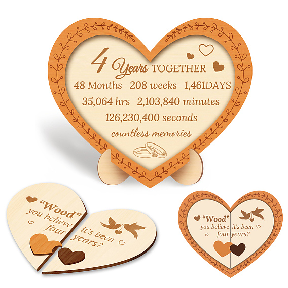 Деревянные памятные украшения в форме сердца на годовщину, для украшения дома