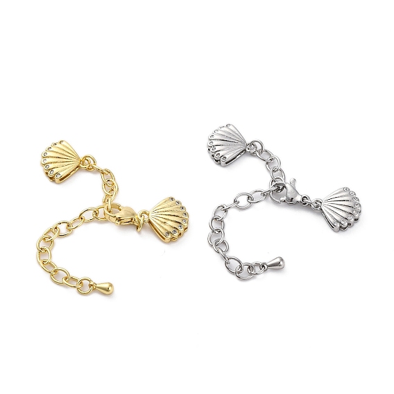 Крест латунный микро-паве кубический цирконий удлинитель цепи, с обочины цепей и когтя омара застежками, без кадмия, без никеля и без свинца, оболочка