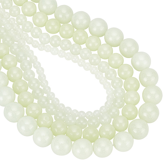 4 Strands 4 Style Synthetic Luminous Stone Beads Strands, Round