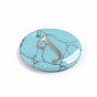 26Pcs 26 Styles Synthetic Turquoise Charms, with Plastic Letter Slice, Flat Round with Letter A~Z