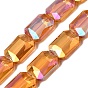Electroplated Glass Beads, Black Plated, Faceted Rectangle