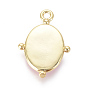 Golden Plated Brass Enamel Pendants, for DIY Jewelry Making, Oval with Virgin Mary Religion