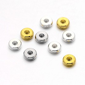 Brass Spacer Beads, Rondelle, 4x1.5mm, Hole: 1.5mm