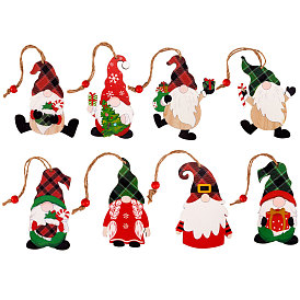 8Pcs Christmas Wooden Hanging Ornaments Set, Wooden Slices Hanging Crafts, for Party Christmas Tree Decorations