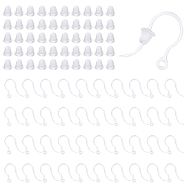 100шт. прозрачные смоляные крючки для сережек, с горизонтальными петлями и пластиковыми гайками 200шт.