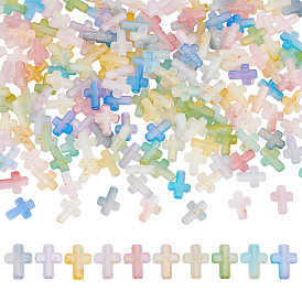 200 шт. 10 градиентные прозрачные акриловые бусины разных цветов, с золотой фольгой, крестик