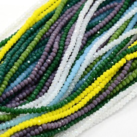 Opaque Solid Color Crystal Glass Faceted Rondelle Beads Strands