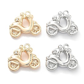 Brass Micro Pave Clear Cubic Zirconia Charms, Motorbike